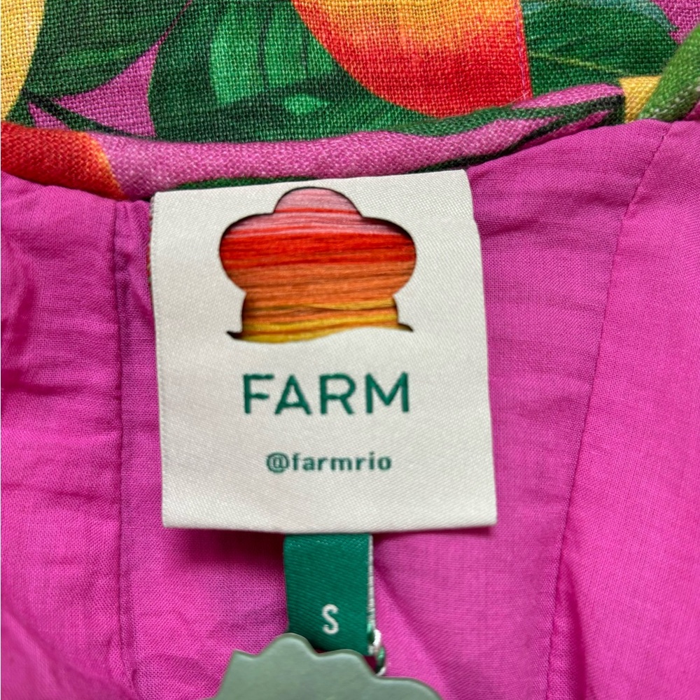 NWT Farm Rio Orange Sunset Linen Mini Dress - Picture 5 of 6